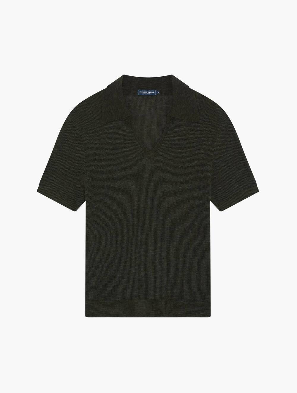 NEW FRESCOBAL CARIOCA men's joaquim knit polo in dark olive